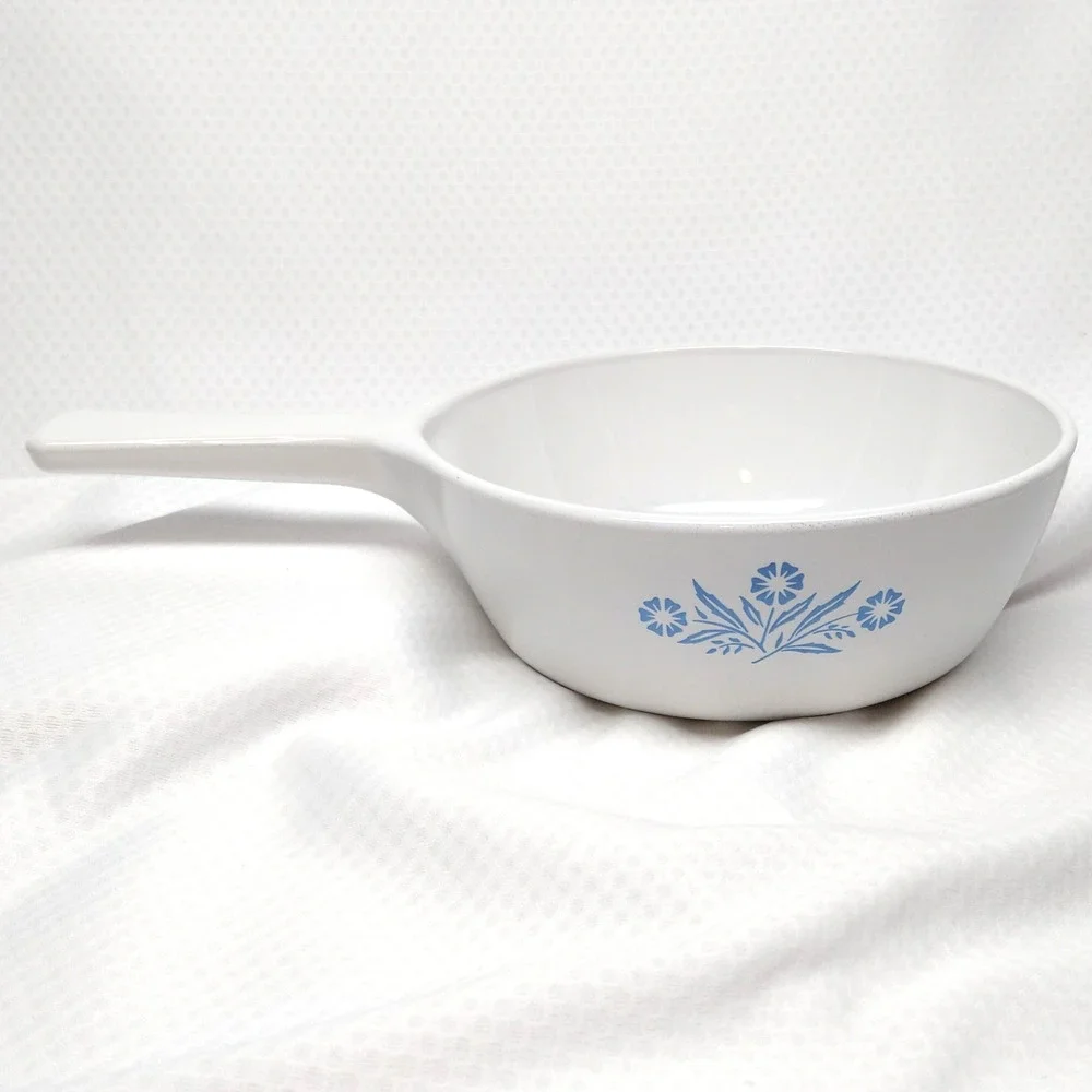 CorningWare Blue Cornflower 1 Pint P-83-B Skillets Set 2 Saucepans Vintage 1970s